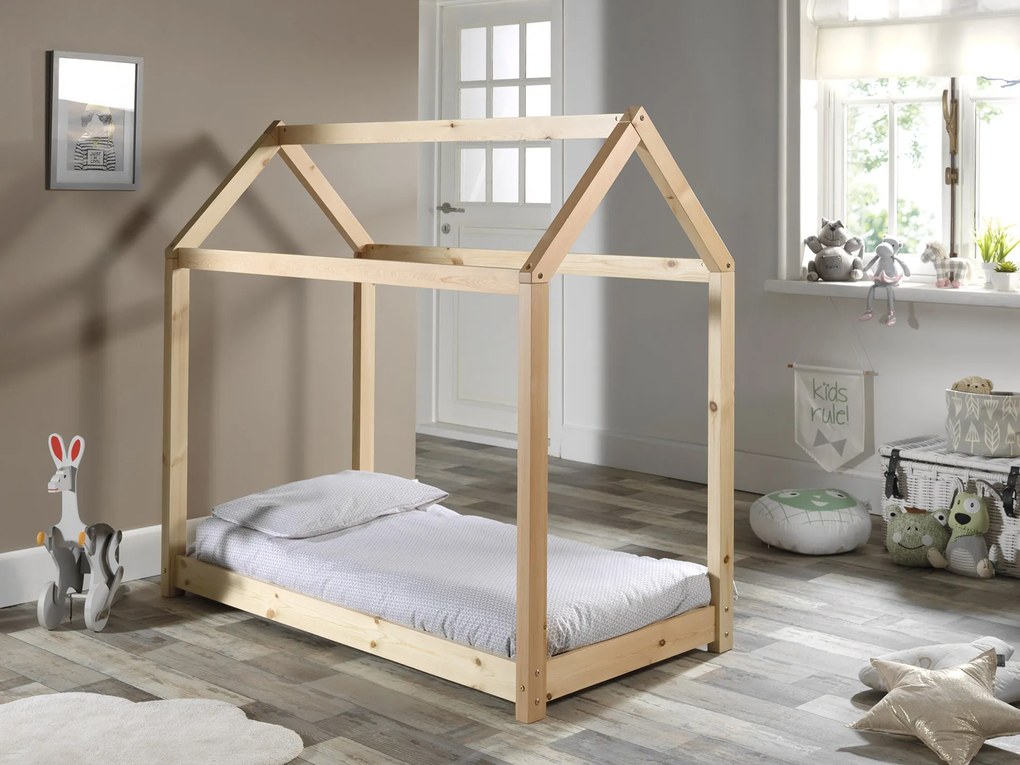Cama criança Casa CABANE (70x140cm) + Estrado Natural