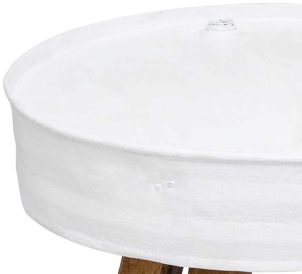 Mesa de centro 60x45 cm madeira recuperada maciça branco