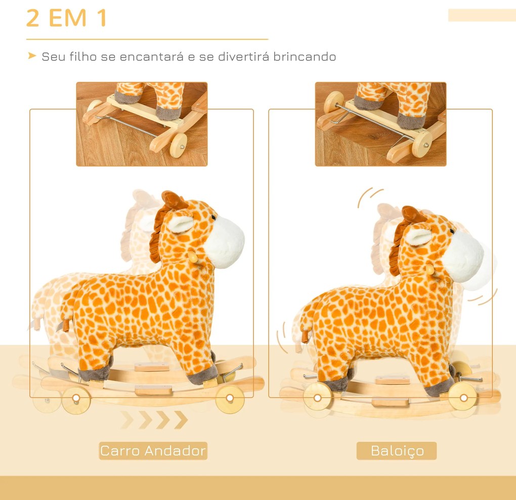 Baloiço Infantil em Forma de Girafa para Crianças acima de 3 Anos Balo