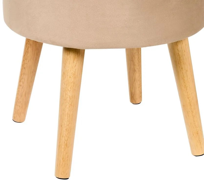 Tamborete com arrumação em veludo creme NEELY Beliani