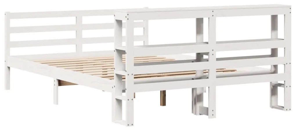 Cama sem colchão 140x190 cm madeira de pinho maciça branco