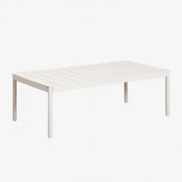 Rectangular 110x60 Cm Boleni Aluminum Garden Coffee Table Branco Glacial - Sklum