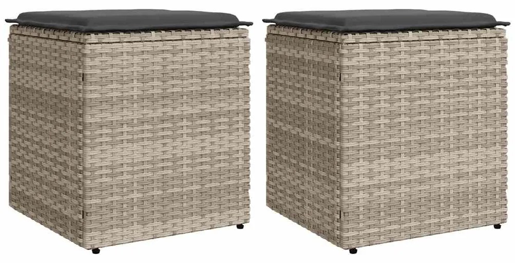 Bancos de jardim almofadas 2unid 40x40x43cm vime PE cinza claro