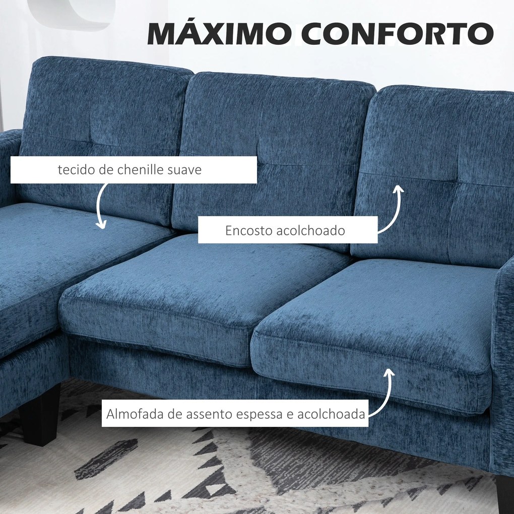 Sofá Chaise Longue Sofá em Forma de L Estofado em Poliéster Sofá de Ca