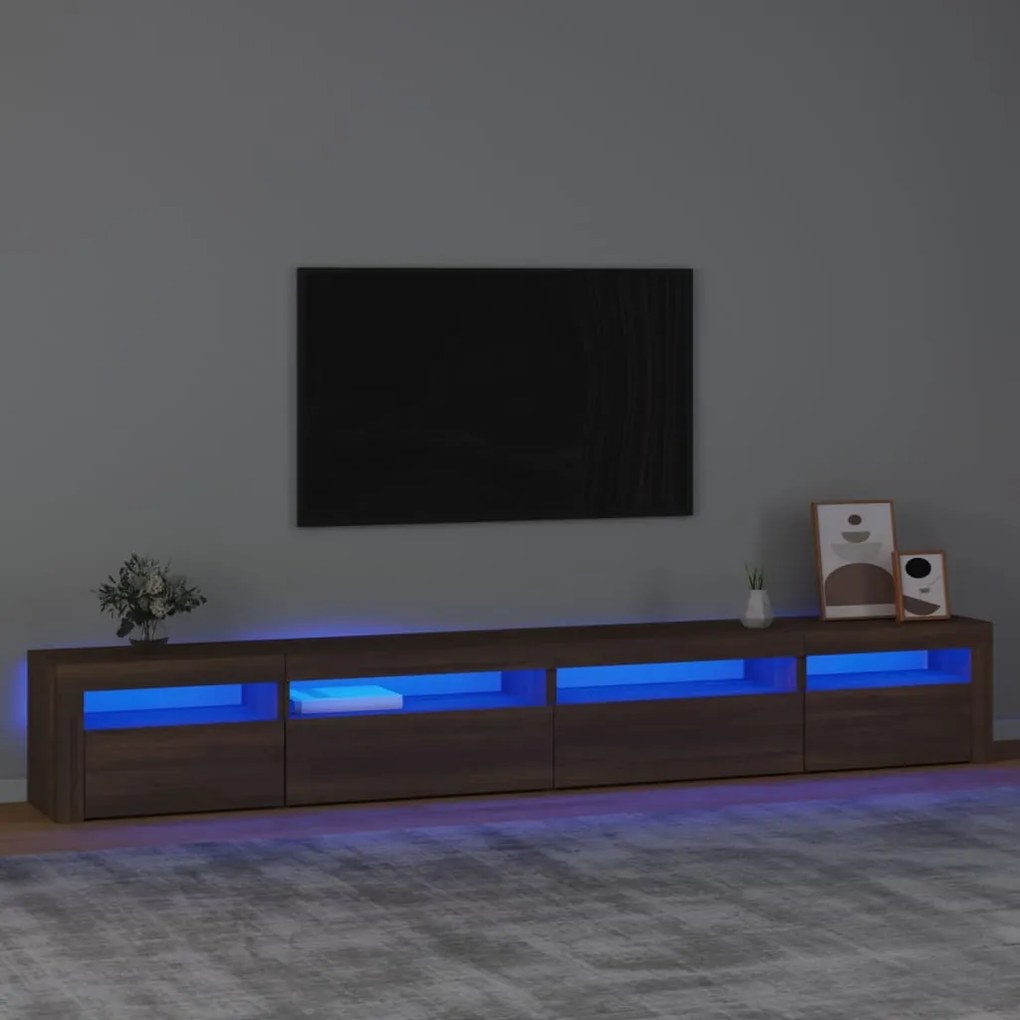 Móvel de TV com luzes LED 270x35x40 cm cor carvalho castanho