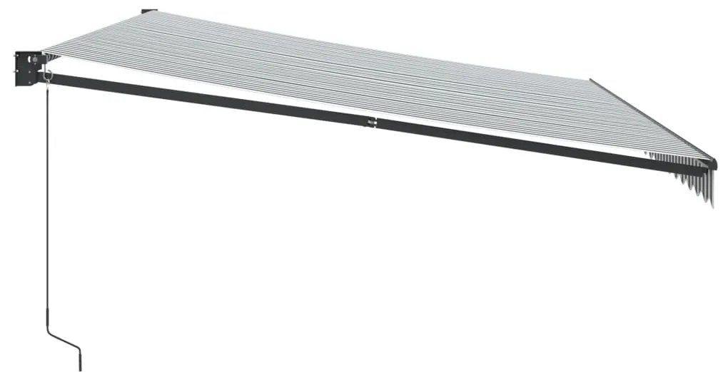 Toldo retrátil 5x3 m tecido e alumínio antracite e branco