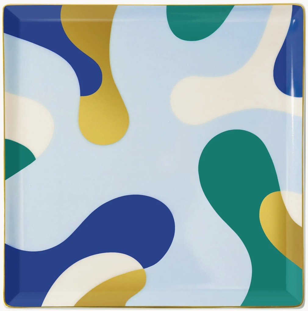 Tabuleiro decorativo artesanal em porcelana Gaia