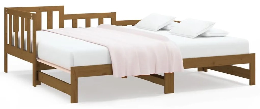 Sofá-cama puxar 2x(80x200) cm pinho maciço castanho mel