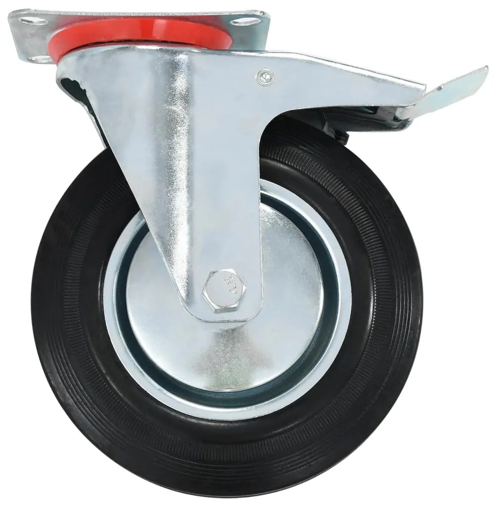 Rodas giratórias com travões duplos 4 pcs 200 mm