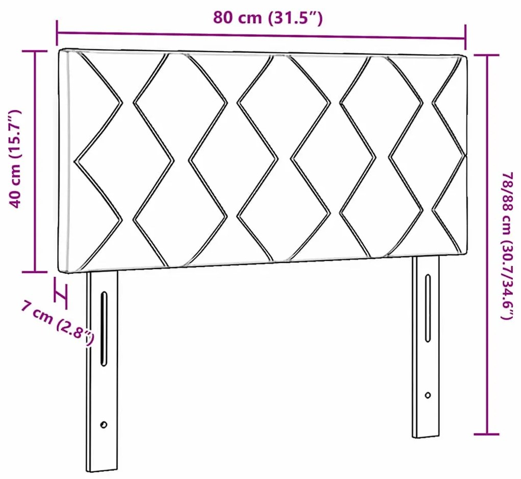 Cabeceira LED - Design de Blocos de Diamante Rosa 80 cm em Veludo