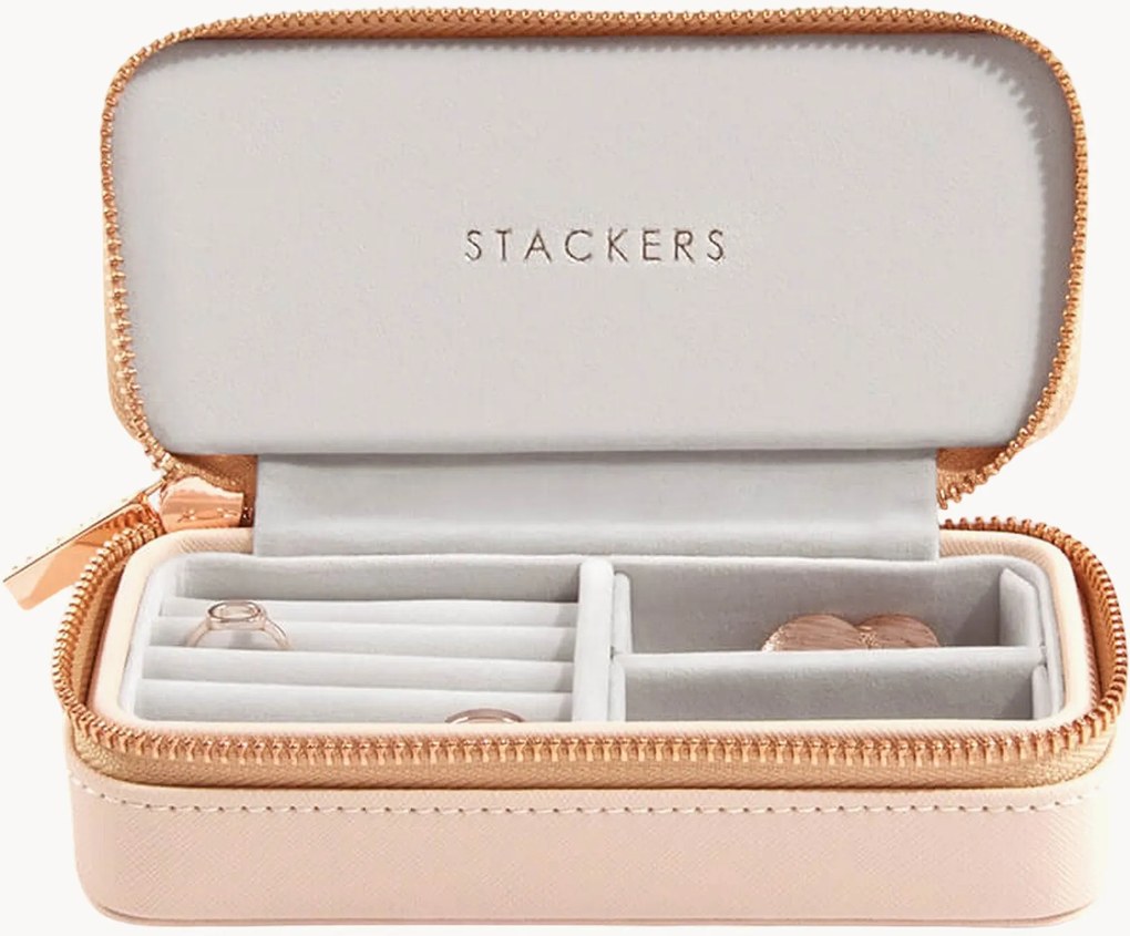 Caixa de joias de viagem rosa pálido