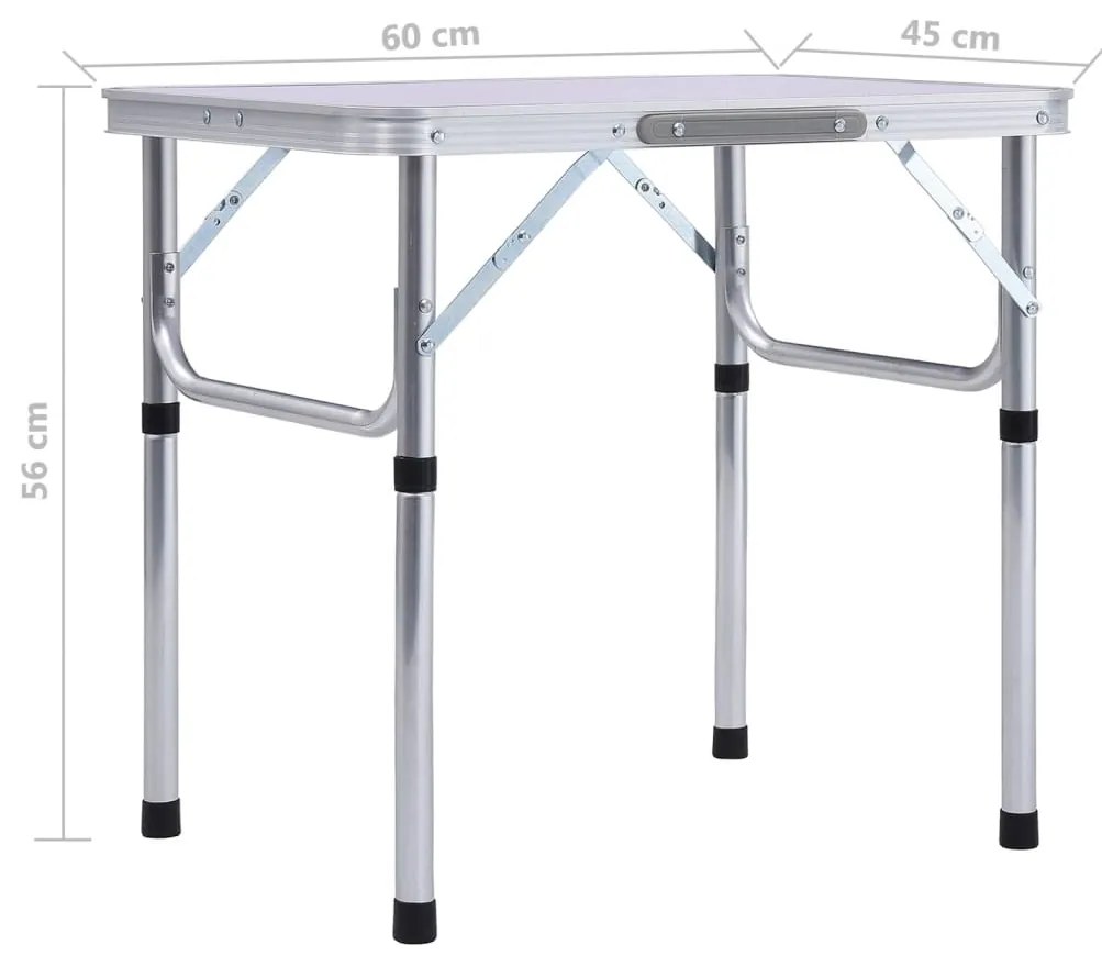 Mesa de campismo dobrável 60x45 cm alumínio branco