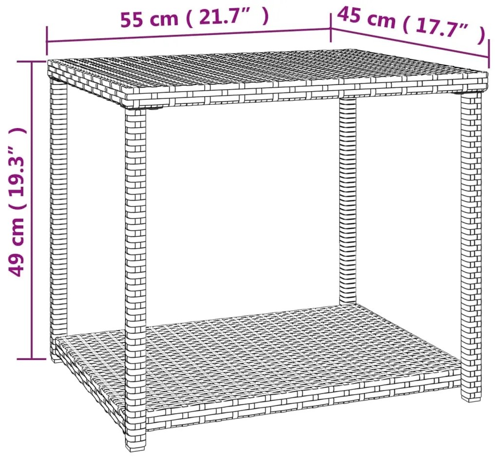 Mesa de apoio 55x45x49 cm vime PE preto