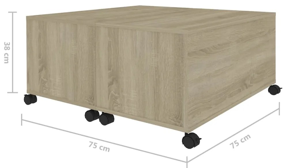 Mesa de centro 75x75x38 cm contraplacado carvalho sonoma