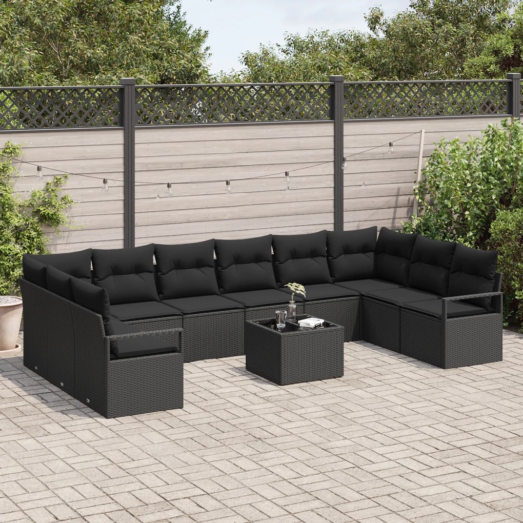 Conjunto de Sofá de Jardim vidaXL de 11 Peças com Almofadas Rattan Pol
