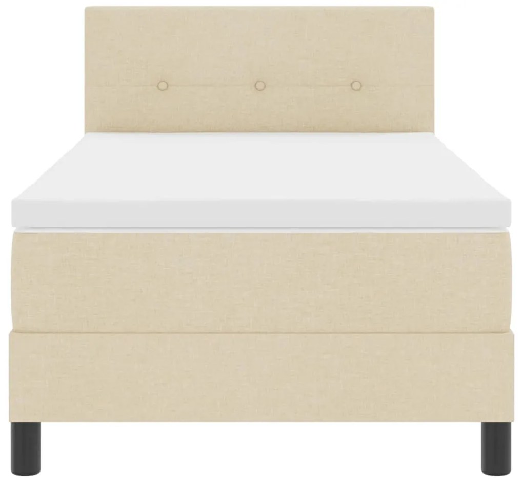 Cama Box com Colchão e LED Creme 90x200 cm Tecido