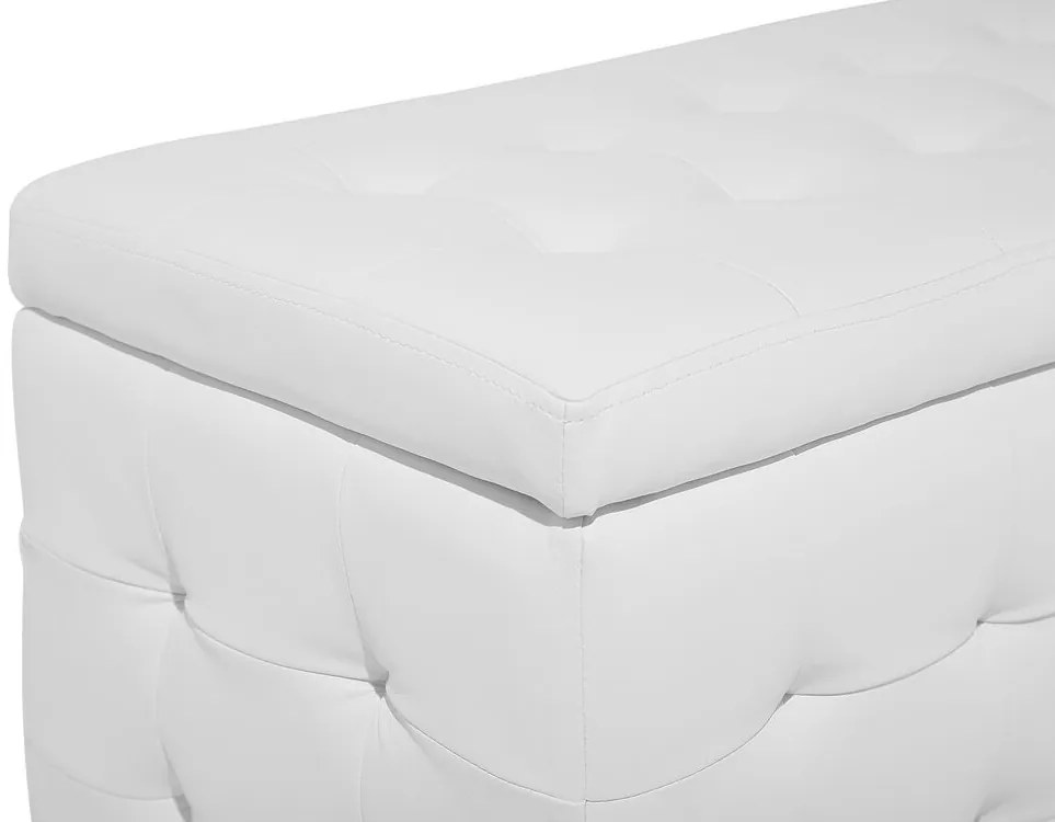 Tamborete com arrumação em pele sintética branca 72 x 42 cm MICHIGAN Beliani