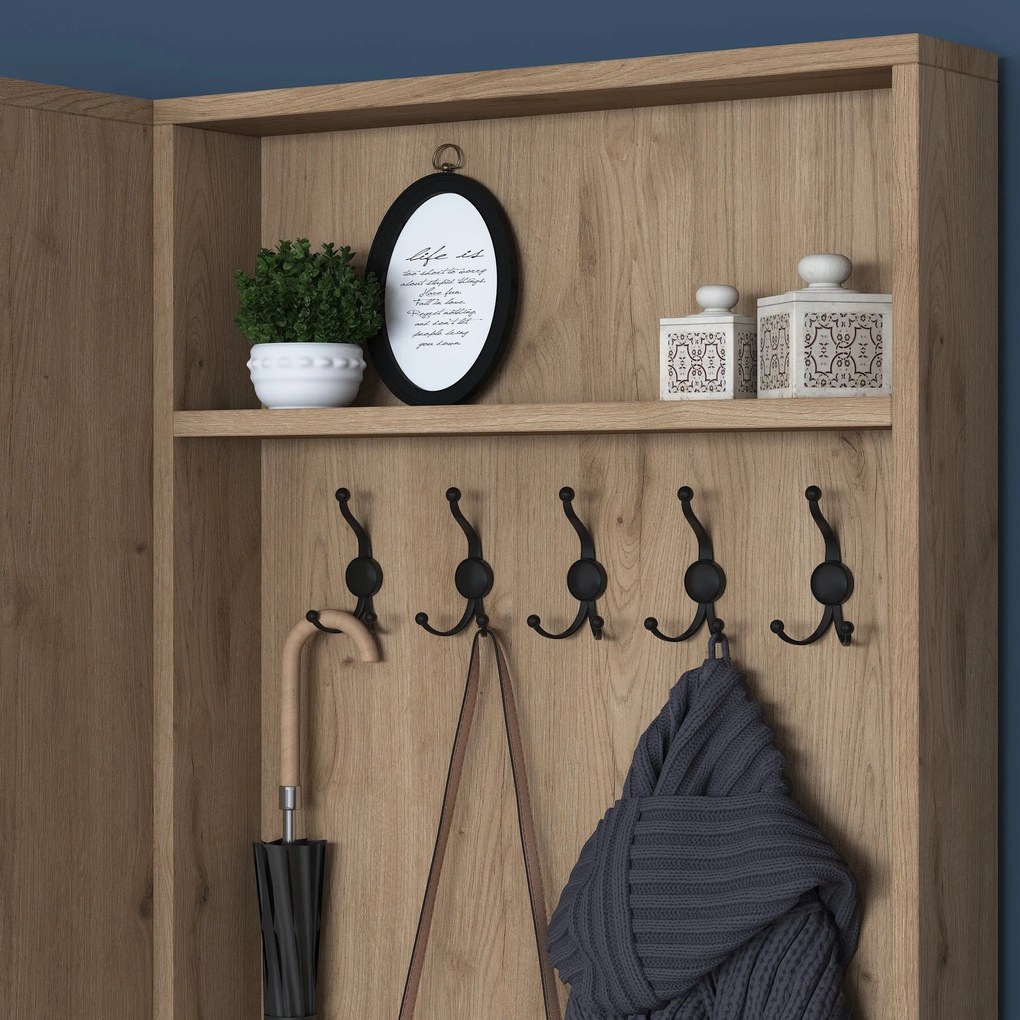 Cabide Hall Stand P6 – Nogueira e Branco – 119,6 x 182,8 x 37,5 cm