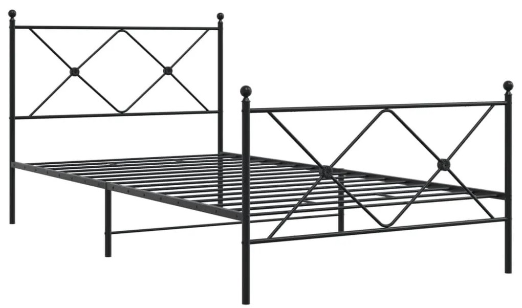 Estrutura de cama com cabeceira e pés 107x203 cm metal preto