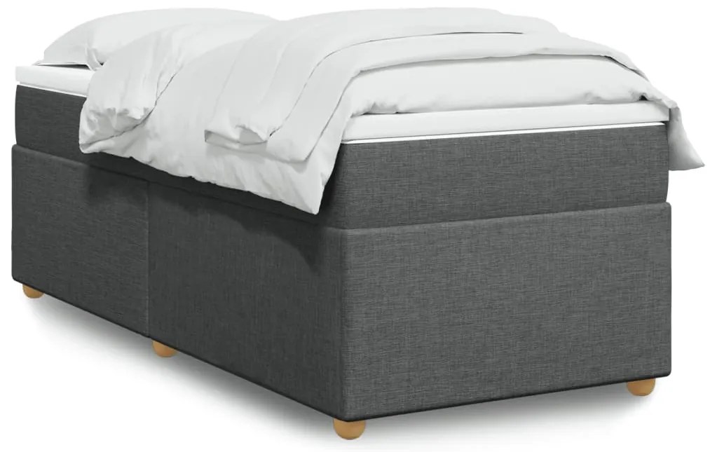 Cama com molas/colchão 90x190 cm tecido cinza-escuro