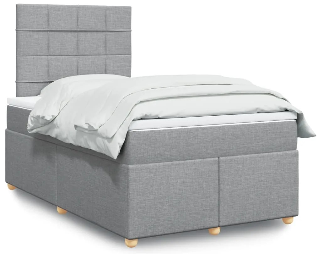 Cama com molas/colchão 120x200 cm tecido cinza-claro