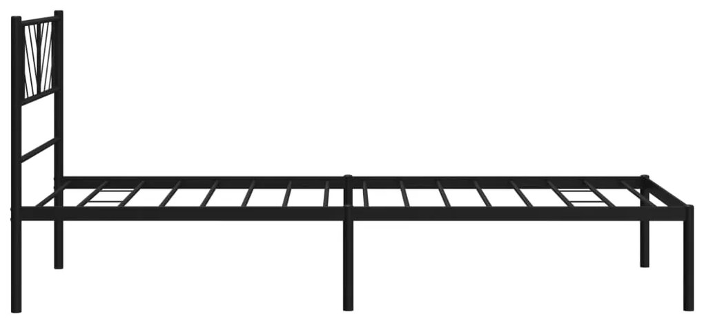 Estrutura de cama com cabeceira 75x190 cm metal preto