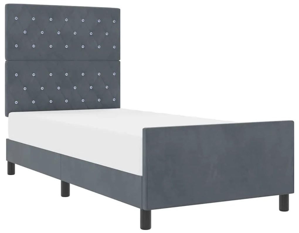 Cama vidaXL Cinza Escuro 100x200 cm Veludo