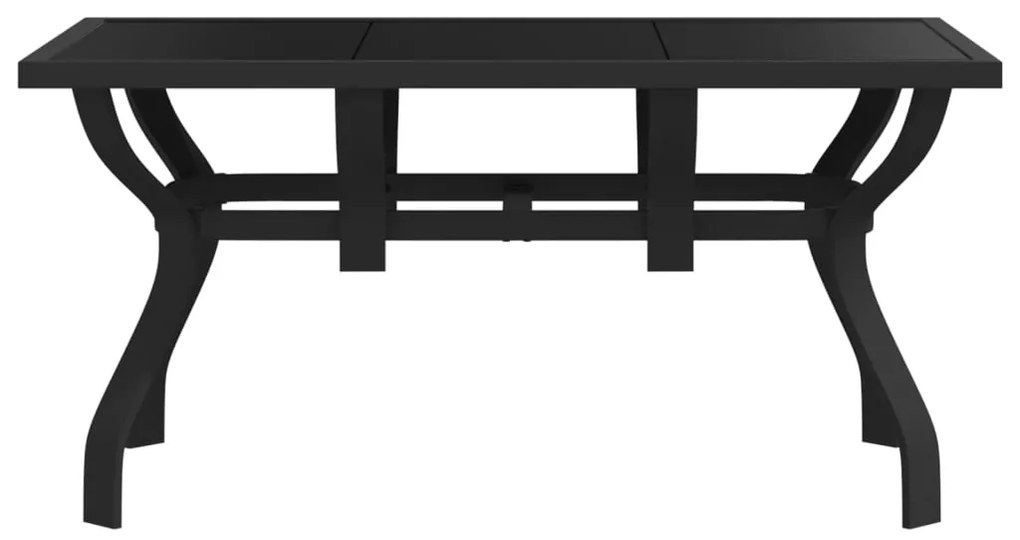 Mesa de jardim 140x70x70 cm aço e vidro preto