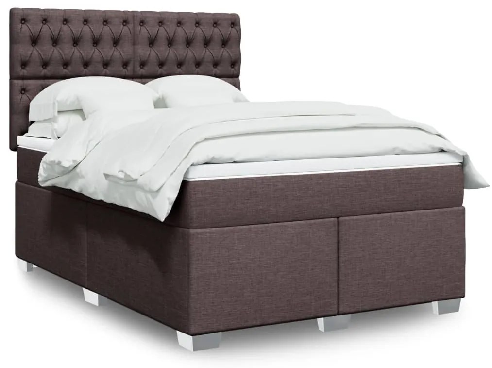 Cama com molas/colchão 160x200 cm tecido castanho-escuro