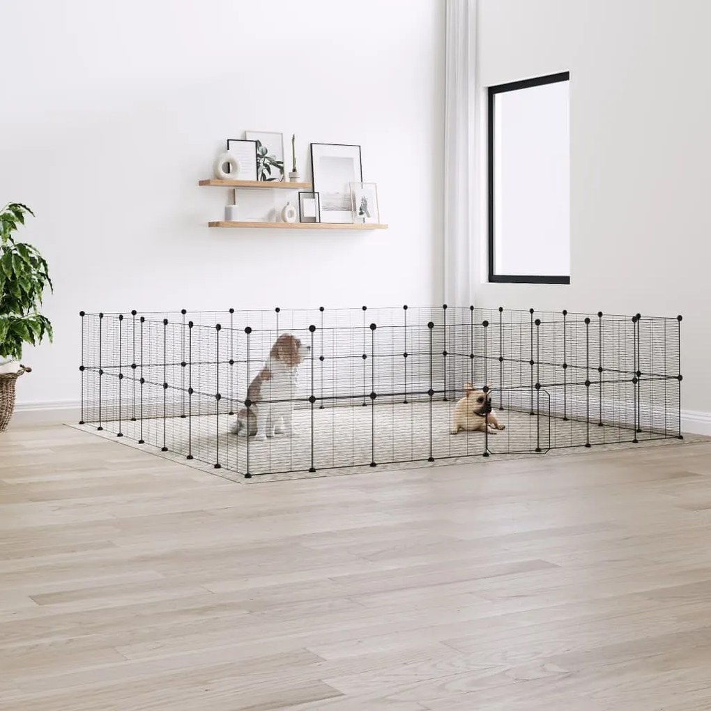 vidaXL Gaiola p/ animais de 60 painéis c/ porta 35x35 cm aço preto