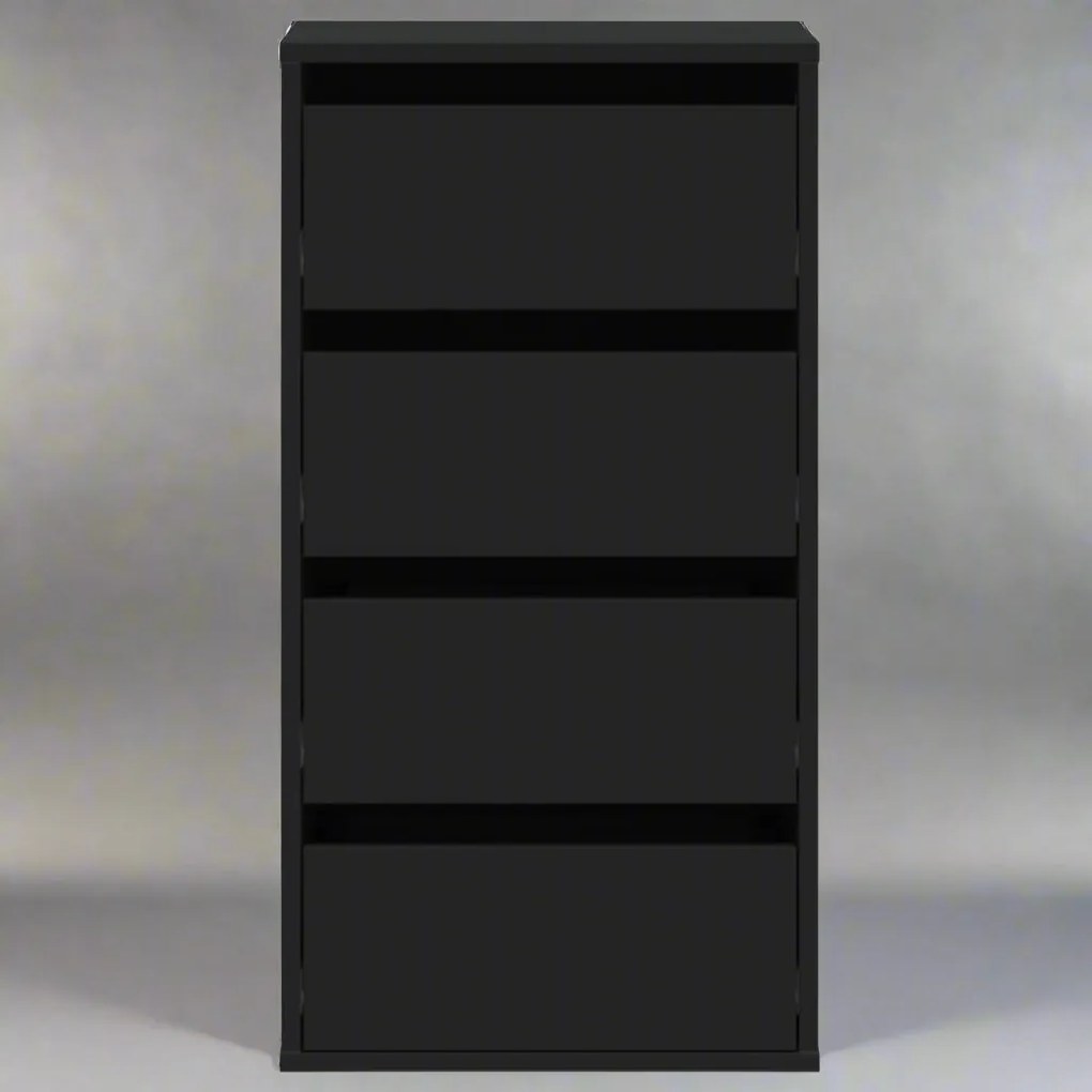 Cómoda com 4 Gavetas - 40x41x76 cm - derivados de madeira - preto