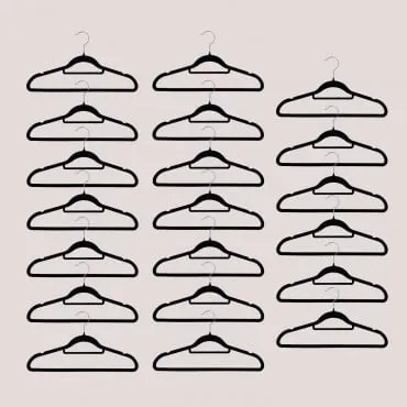 Pack De 20 Cabides Em Veludo Palou Preto - Sklum