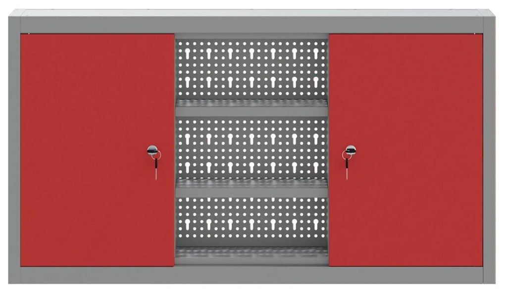 Armário de Ferramentas de Parede vidaXL com Painel de Ferramentas Verm