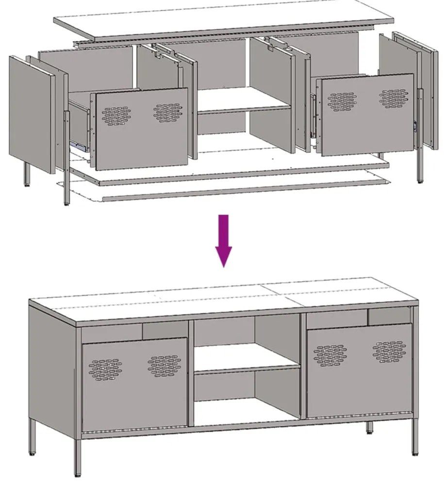 Móvel de TV 101,5x39x43,5 cm aço laminado a frio antracite