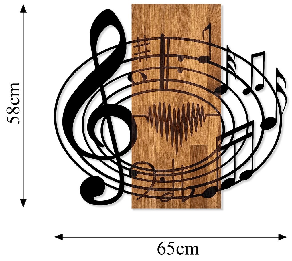 Acessório Decorativo de Parede Musical – Nogueira/Preto – 58 x 67 cm