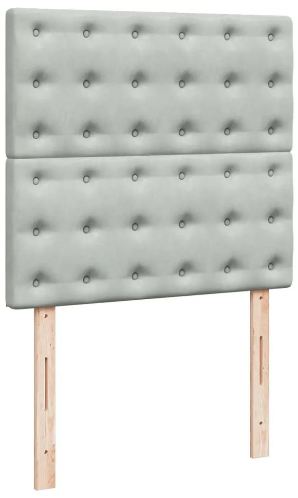 Cama com molas/colchão 90x190 cm veludo cinza-claro