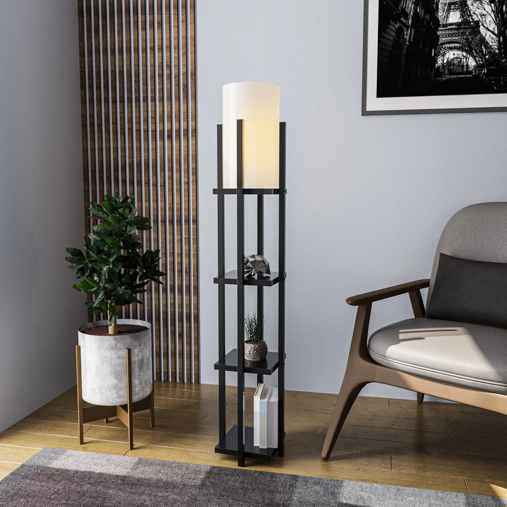 Candeeiro de Pé Shelf Lamp – Preto – 25x25x130 cm
