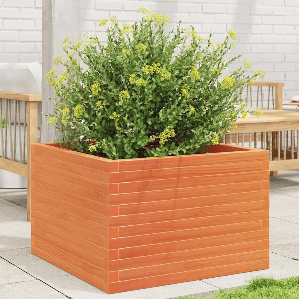vidaXL Vaso/floreira de jardim 70x70x46 cm pinho maciço castanho-mel
