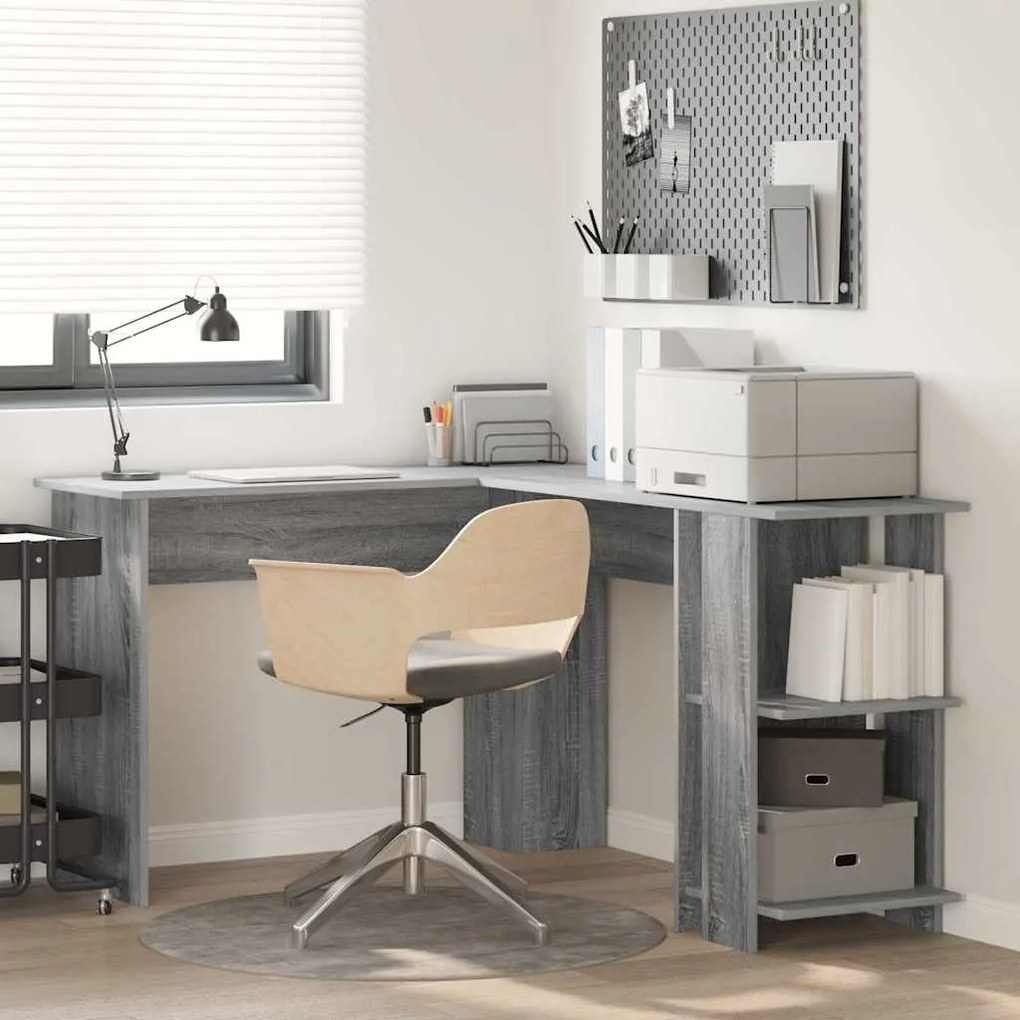 vidaXL Mesa de canto cinza Sonoma com armazenamento 140x113,5x75cm