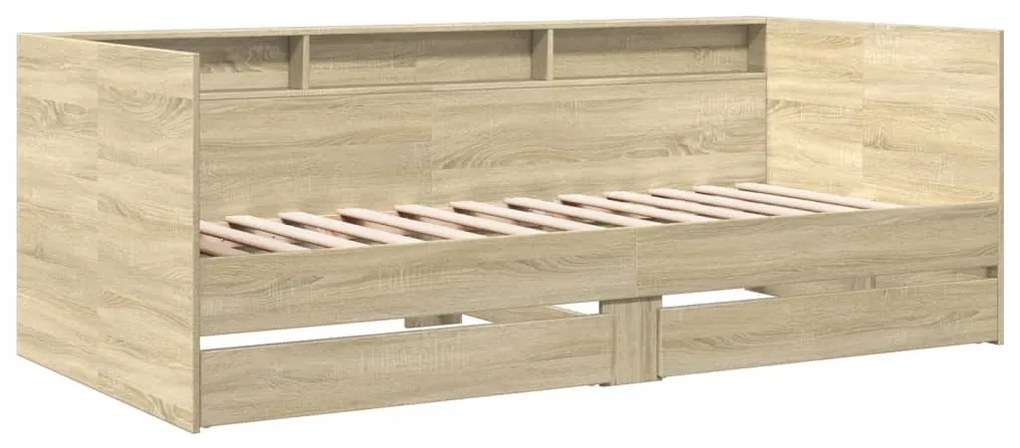 Sofá-cama com gavetas sem colchão 75x190 cm carvalho sonoma