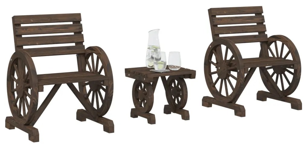 vidaXL 3 pcs conjunto lounge de jardim madeira de abeto maciça
