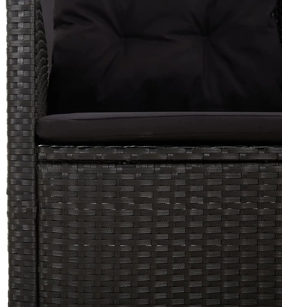2 pcs conjunto lounge de jardim c/ almofadões vime PE preto