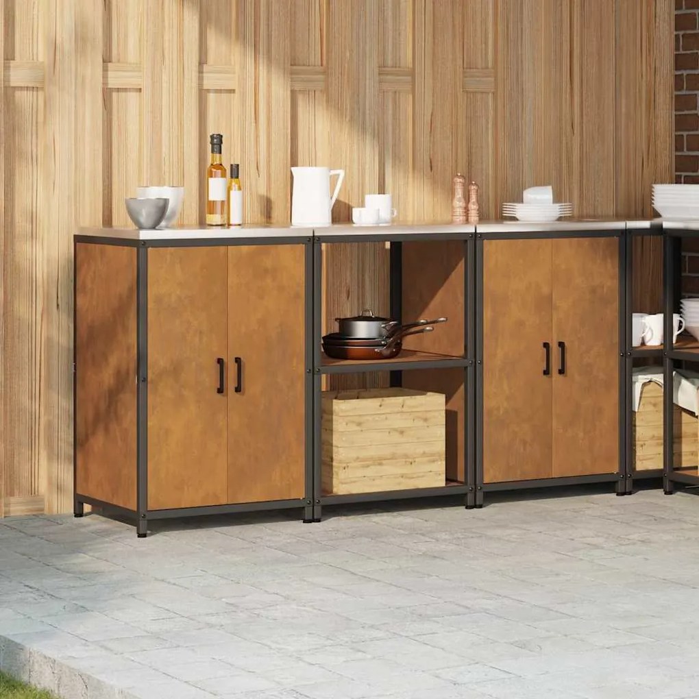 Conjunto de Armazenamento de Cozinha 3 pcs Ferro Enferrujado