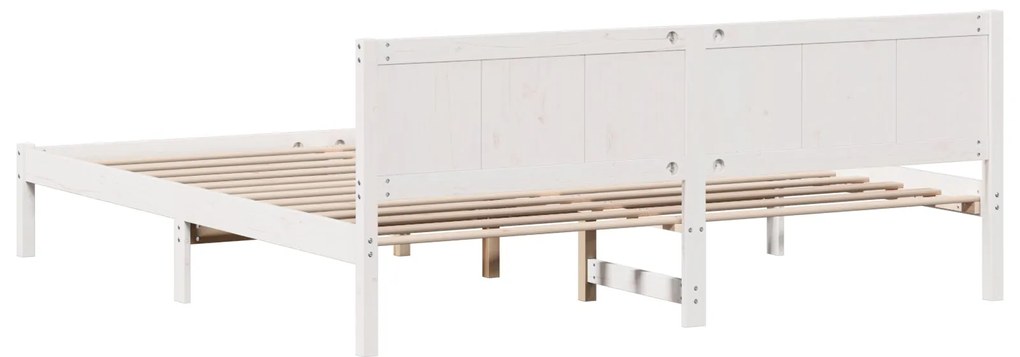 Cama de Madeira de Pinho Branca Branca Madeira Maciça Cama de Casal