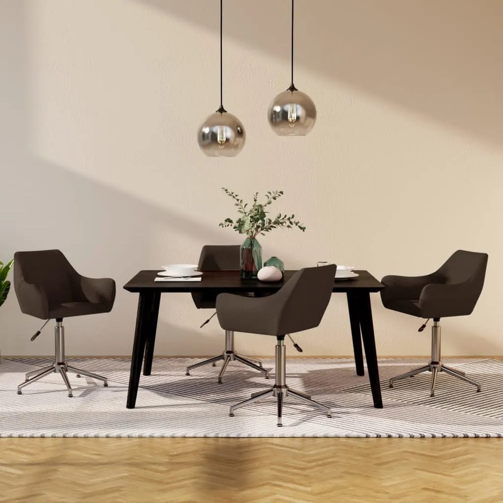 Cadeiras de jantar giratórias 4 pcs tecido castanho