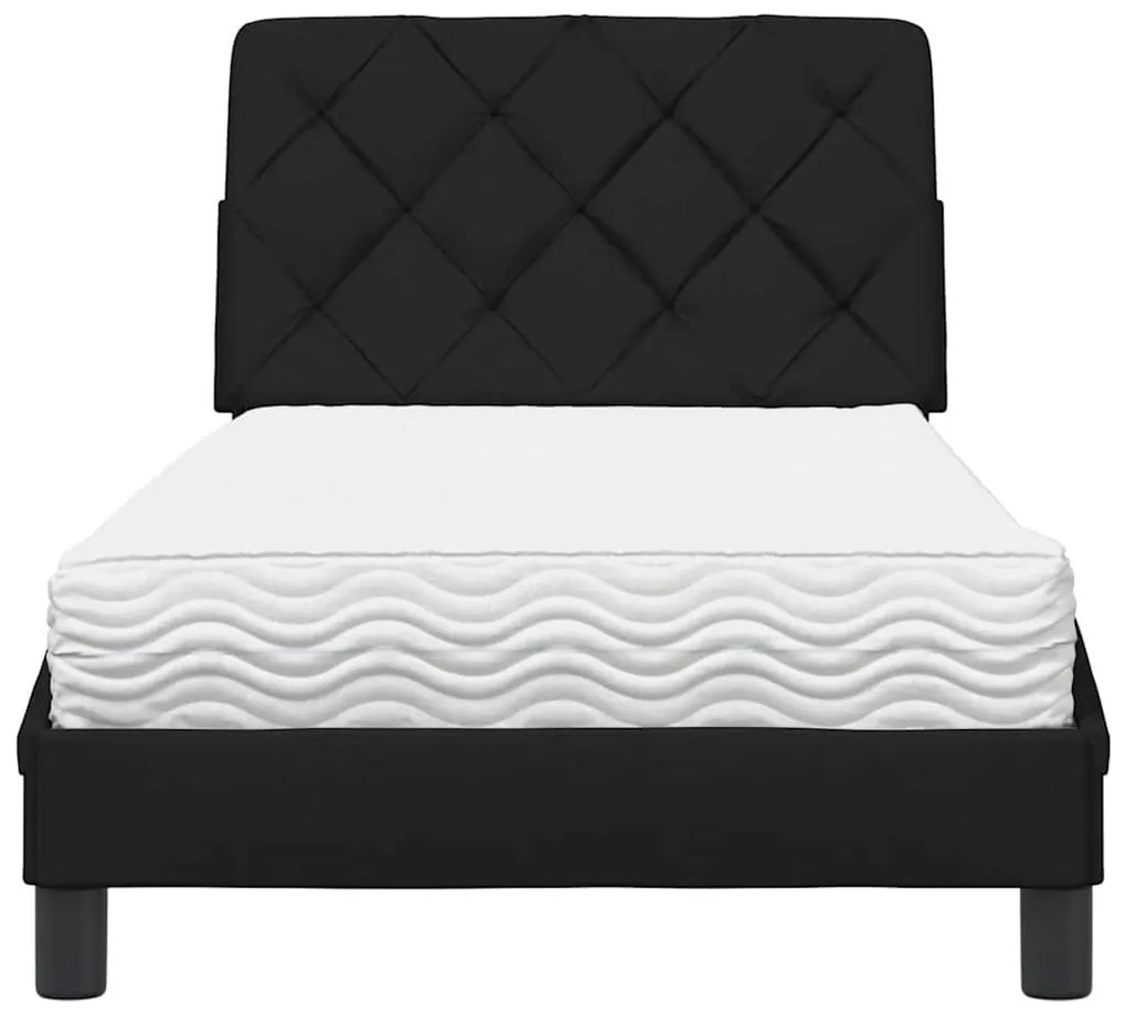 Cama com colchão 90x200 cm tecido preto