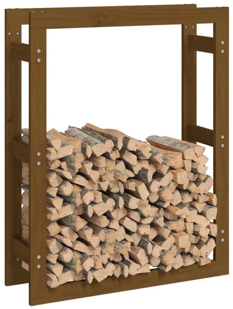 Suporte para lenha 80x25x100 cm pinho maciço castanho mel