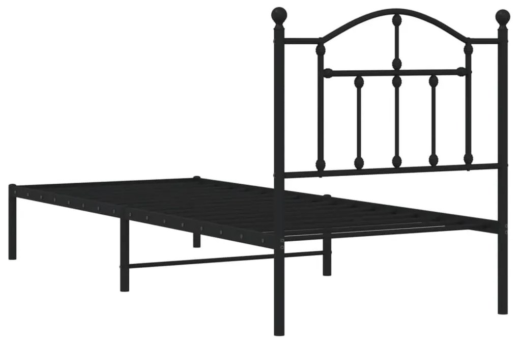 Estrutura de cama com cabeceira 80x200 cm metal preto