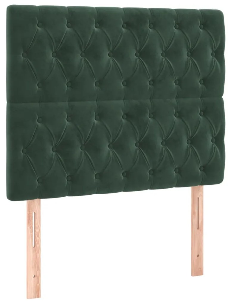 Cama boxspring com colchão 120x200 cm veludo verde-escuro