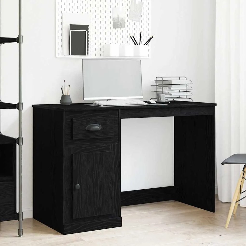 Escrivaninha com Armazenamento Carvalho Negro 50x115x75 cm Madeira eng